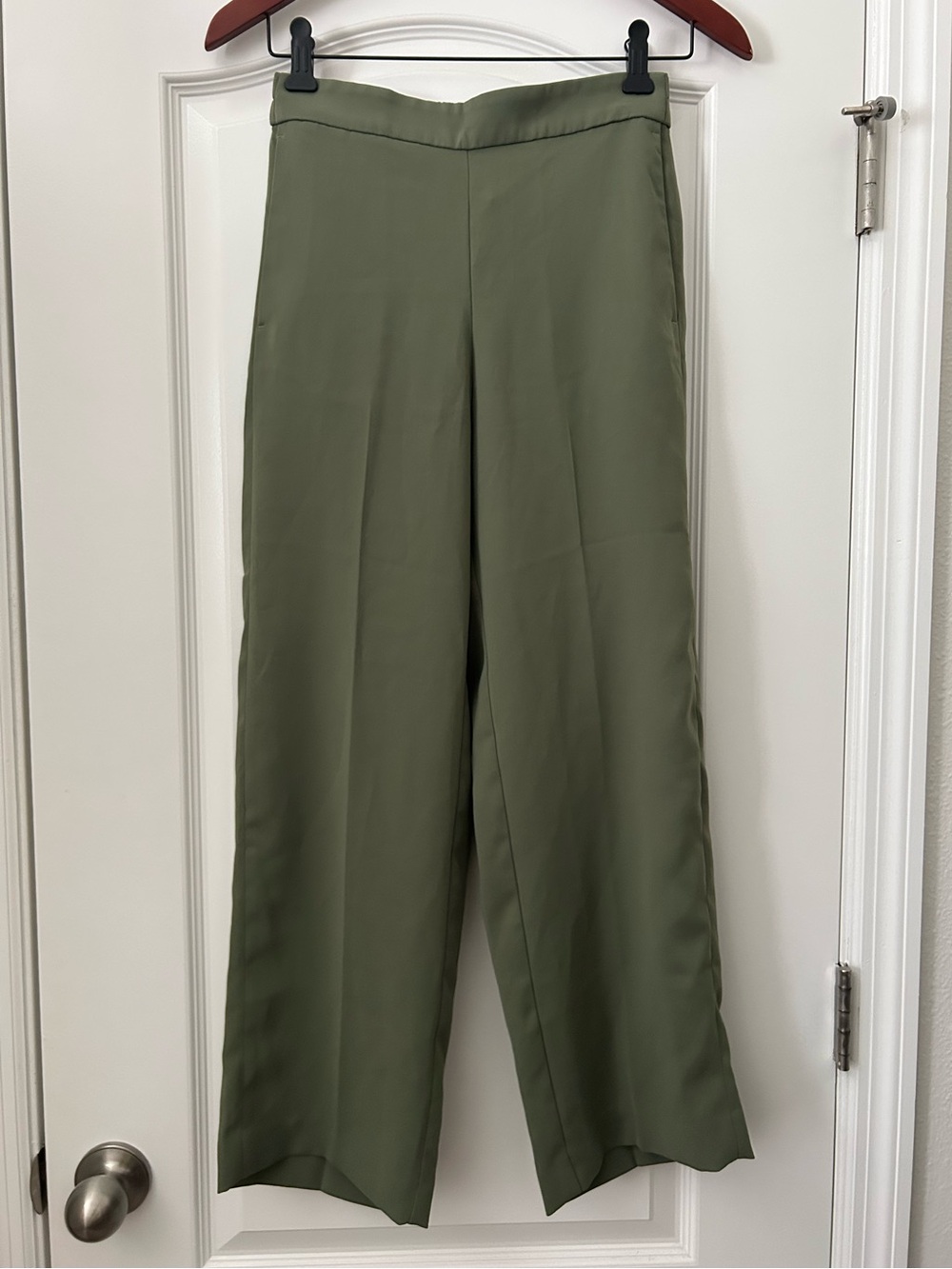J. Crew Olive Wide-Leg Pull-on Elastic Waist Dress Pants